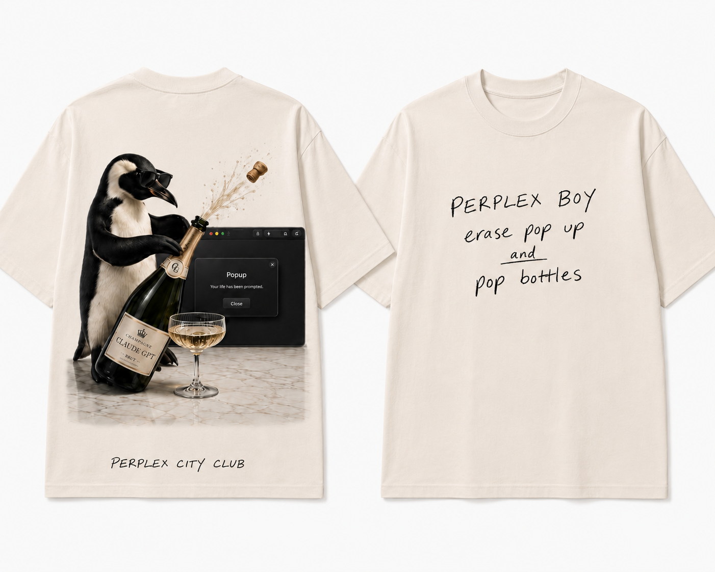 Erase Pop Up and Pop Bottles Tee